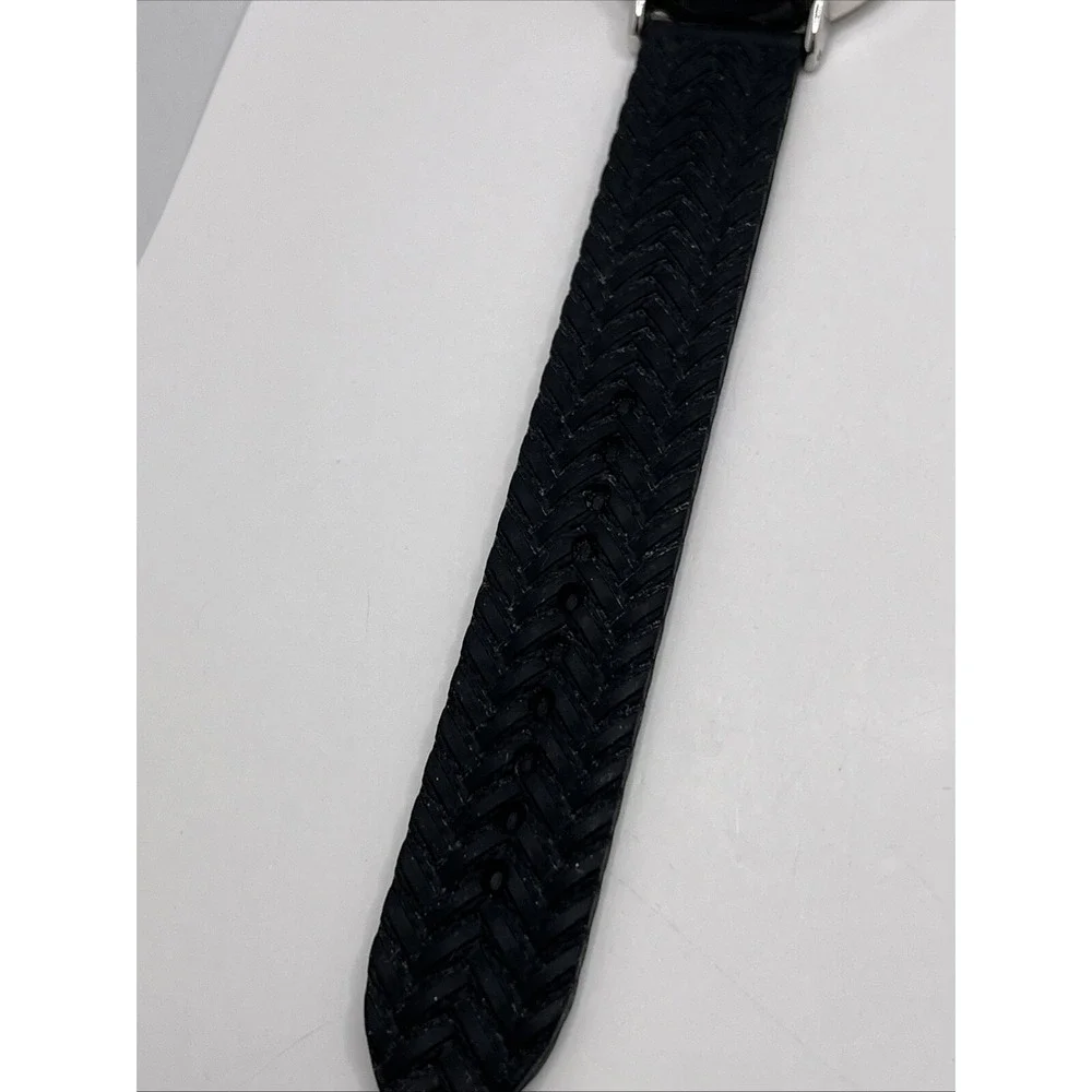 MSPCI Women's Quartz Watch Black Silicone Band Silver‎ 36mm Case- New Battery